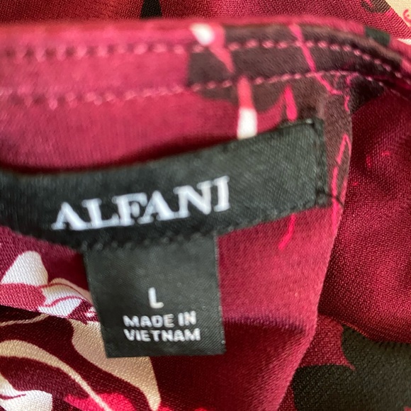 Alfani Fitted Burgandy High Low Blouse Fitted Tied - Picture 4 of 5
